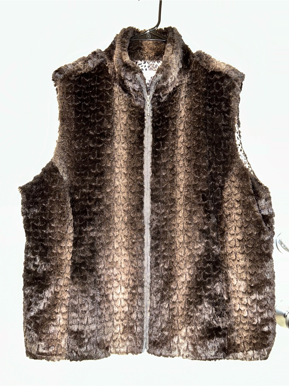 erin london Brown Faux Fur Zip-Front Vest